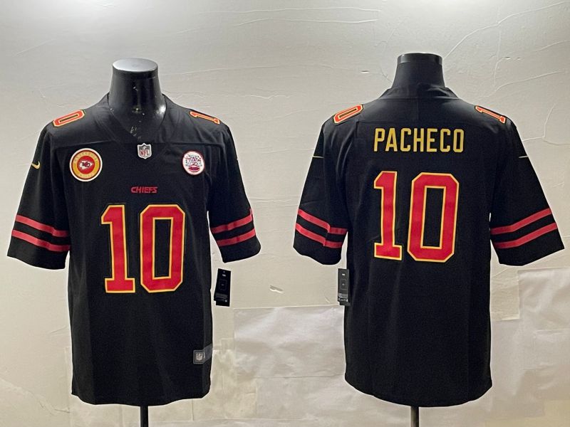 Men Kansas City Chiefs 10 Pacheco Black 2025 Nike Vapor Limited NFL Jersey style 1